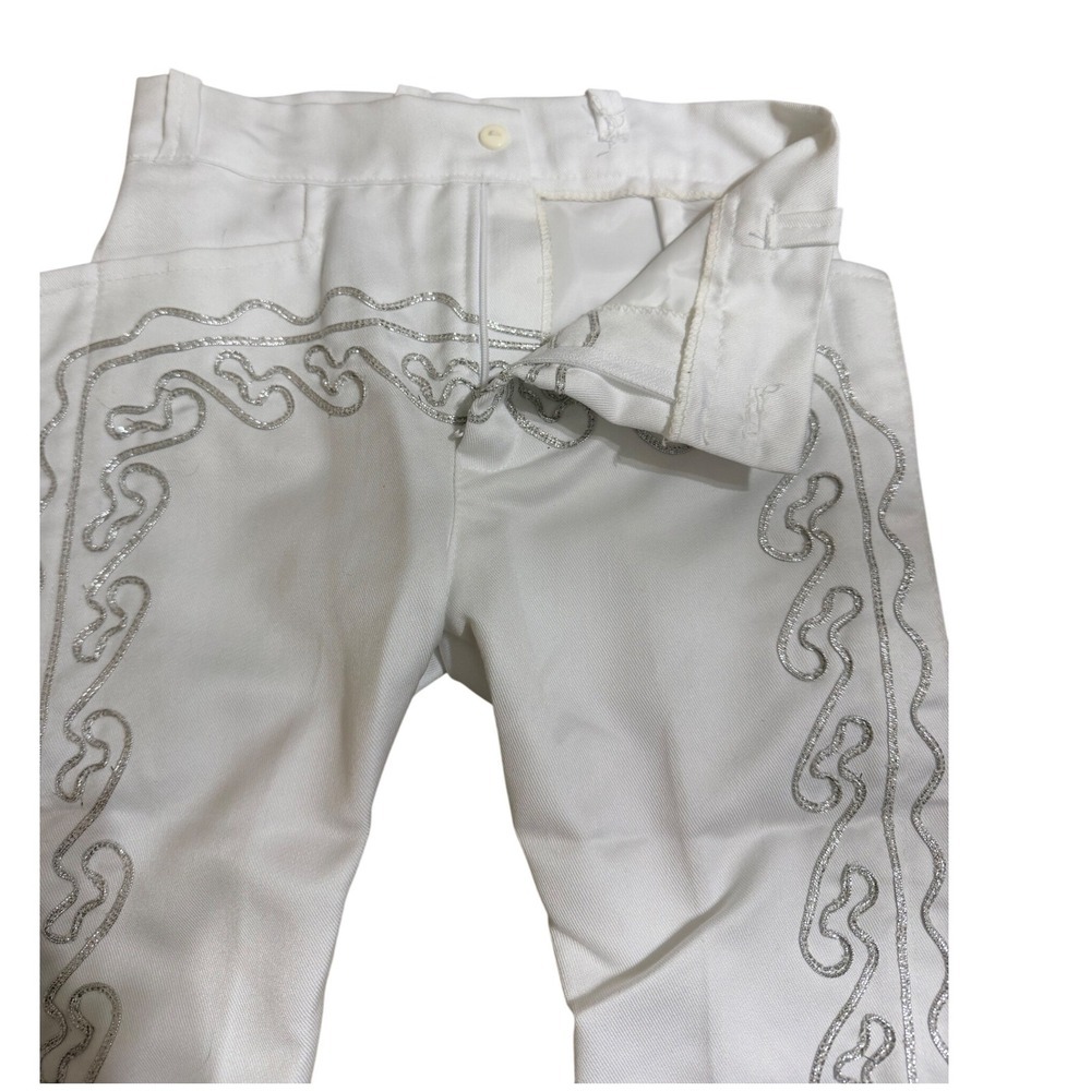 Mariachi Charro Suit Kids White Silver Embroidered 4-Piece Set Size 4T Boys - Picture 11 of 16